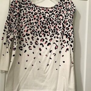 Talbots 3/4 Sleeve Top with Pink and Black Leopard Print